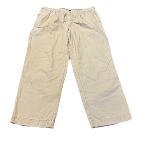 LL Bean‎ Men Size 40 x 30 Pants Khaki Canvas Straight Leg Flannel Lined Cotton